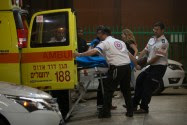 An ambulance brings a soldier wounded in a terror attack to Hadassah hospital in Jerusalem - May 3, 2016