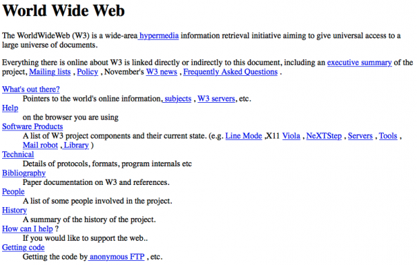 Screenshot erste Website