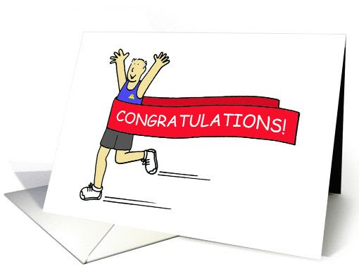 Congratulations Male Runner Cartoon Man Celebrating card | Congratulations  card, Cards, Gifts for runners