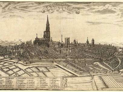 Gravura de 1587 mostra a cidade de Estrasburgo, que no período romano foi chamada de Argentoratum  Foto: Wikimedia