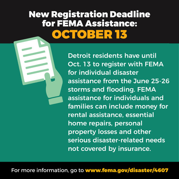 FEMA Registration Deadline Extended to Oct. 13