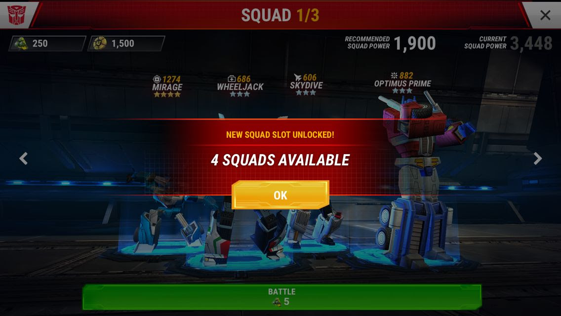 Transformers News: Transformers Earth Wars - Reinforcements event & Extra Squads