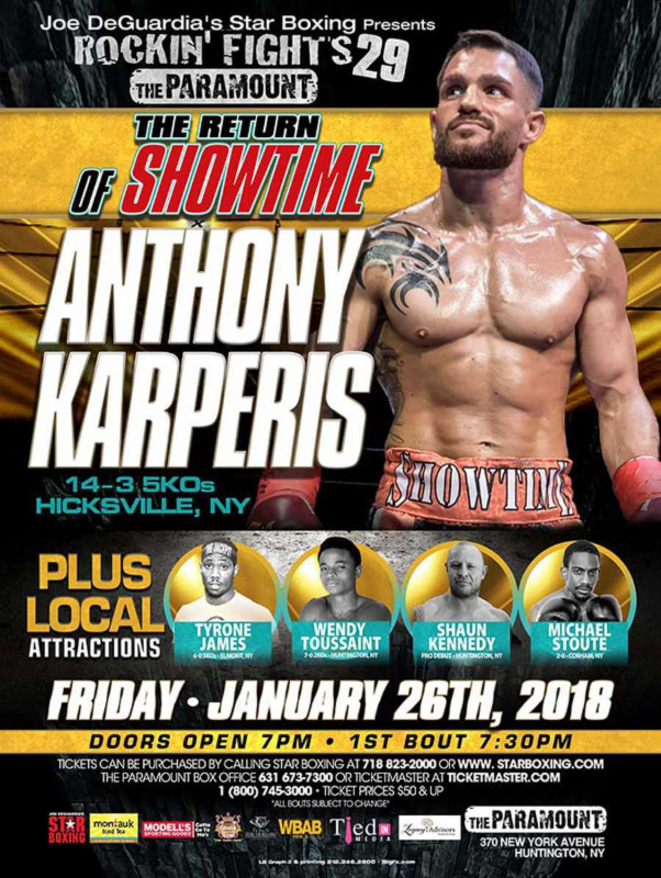 Karperis without opponent plus undercard