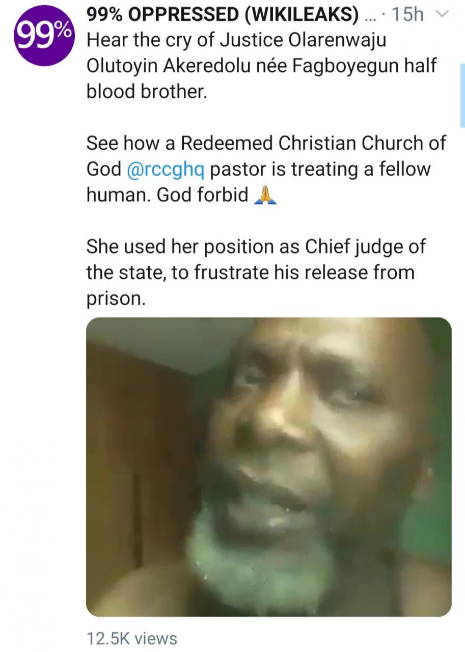 Abroad-based man cries out from Nigerian prison as he accuses his half-sister, Chief Justice of Ondo state of using her position to keep him in jail (video)