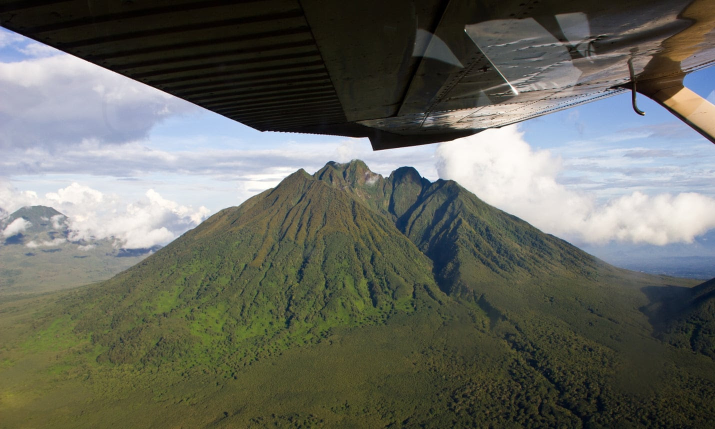 Aerial view of the volcanoes in Congo's Virunga national park.