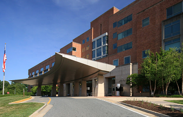 An image of the Mark O. Hatfield Clinical Research Center (Building 10) North entrance in Bethesda, MD