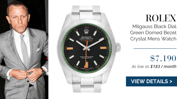 Daniel Craig wearing Rolex Milgauss Black Dial Green Domed Bezel