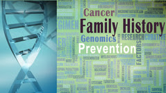 word cloud on cancer prevention and a double helix