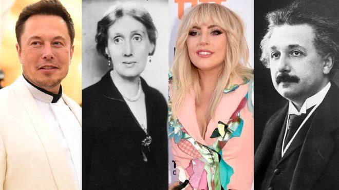 Elon Musk, Virginia Woolf, Lady Gaga e Albert Einstein