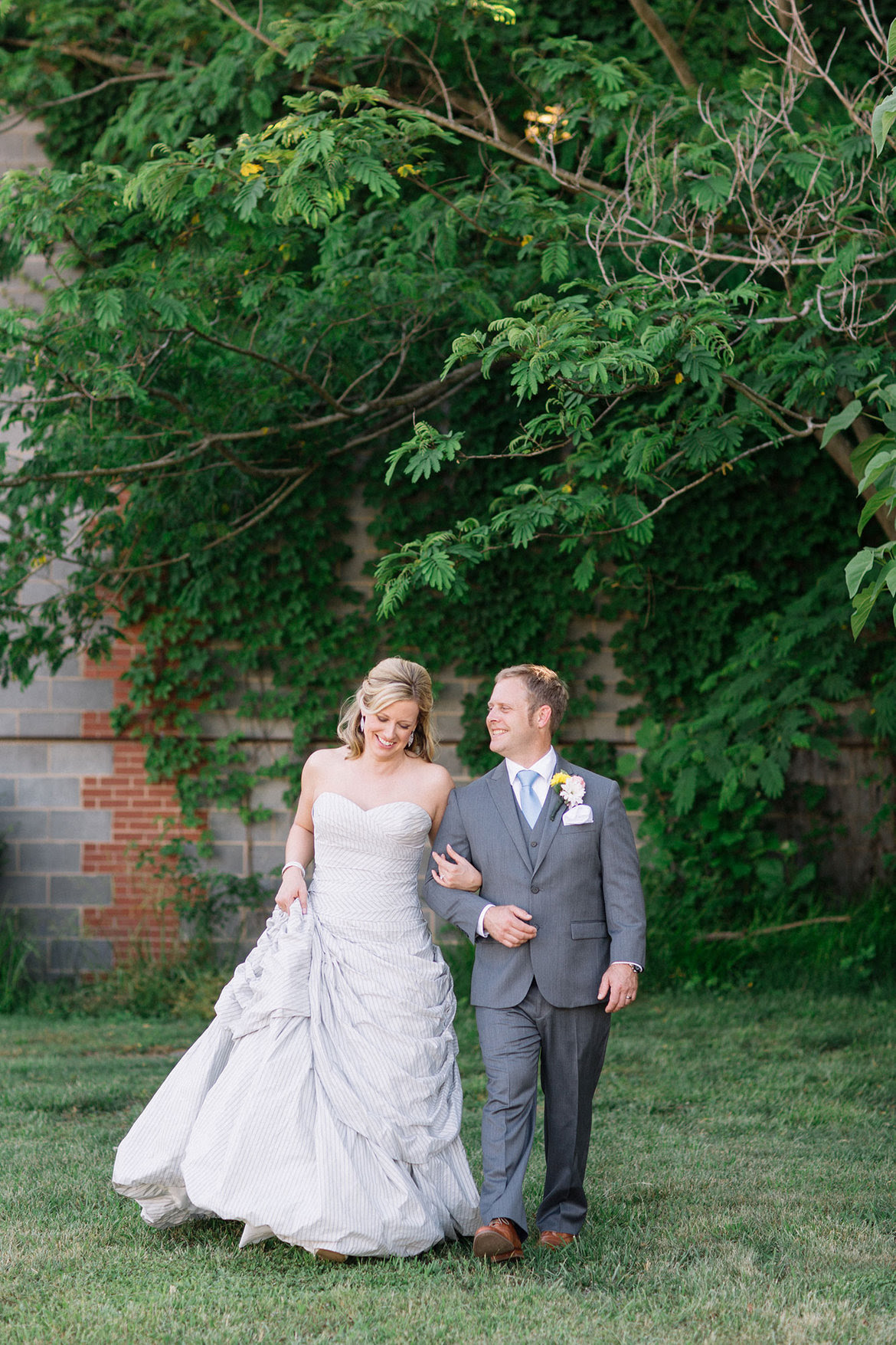 grey wedding gown