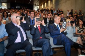 Netanyahu, Rivlin, Peres and VR glasses