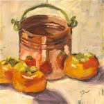 Copper Pail and Persimmons - Posted on Tuesday, January 6, 2015 by Louise Kubista