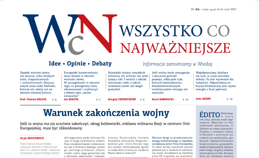 Nr 60. „Wszystko co Najważniejsze” już dostępny w EMPIKach, Księgarni Polskiej w Paryżu oraz wysyłkowo i w prenumeracie — w Sklepie Idei