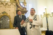 The author (in white) in front of Olamouc aron kodesh