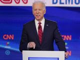 Former Vice President Joe Biden, participates in a Democratic presidential primary debate at CNN Studios, Sunday, March 15, 2020, in Washington. (AP Photo/Evan Vucci)