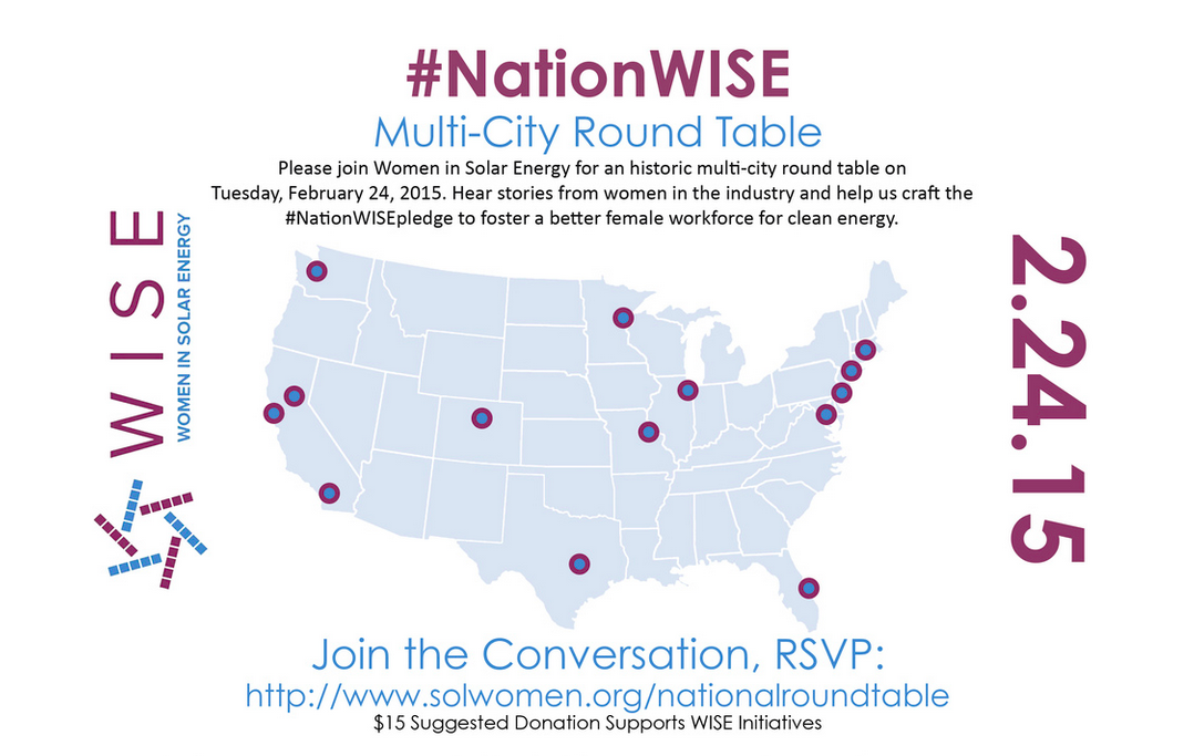Women in Solar Energy will host a nationwide round table discussion on Tuesday evening.