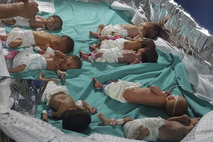 This photo released by Dr. Marawan Abu Saada shows prematurely born Palestinian babies in Shifa Hospital in Gaza City , Nov. 12, 2023. (Dr. Marawan Abu Saada via AP)