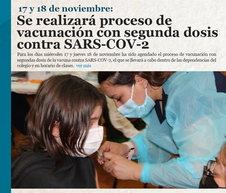 17 y 18 de noviembre: Se realizará proceso de vacunación con segunda dosis contra SARS-COV-2