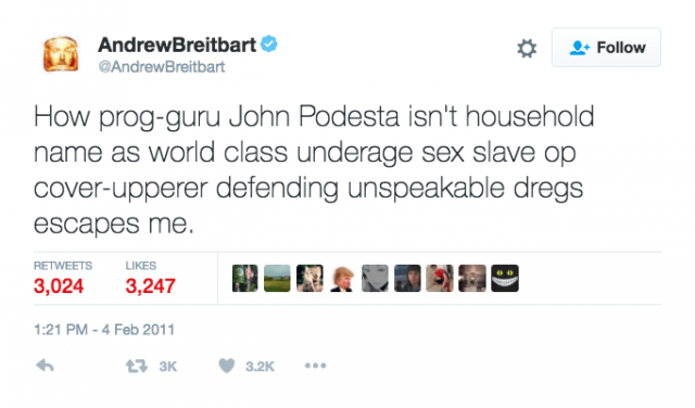 Pizzagate: Breitbart - F*#k You Podesta, World Class Underage Sex Slave Op, Weiner Resigns From Congress - Connection