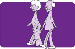 Drawing of older adults and a child