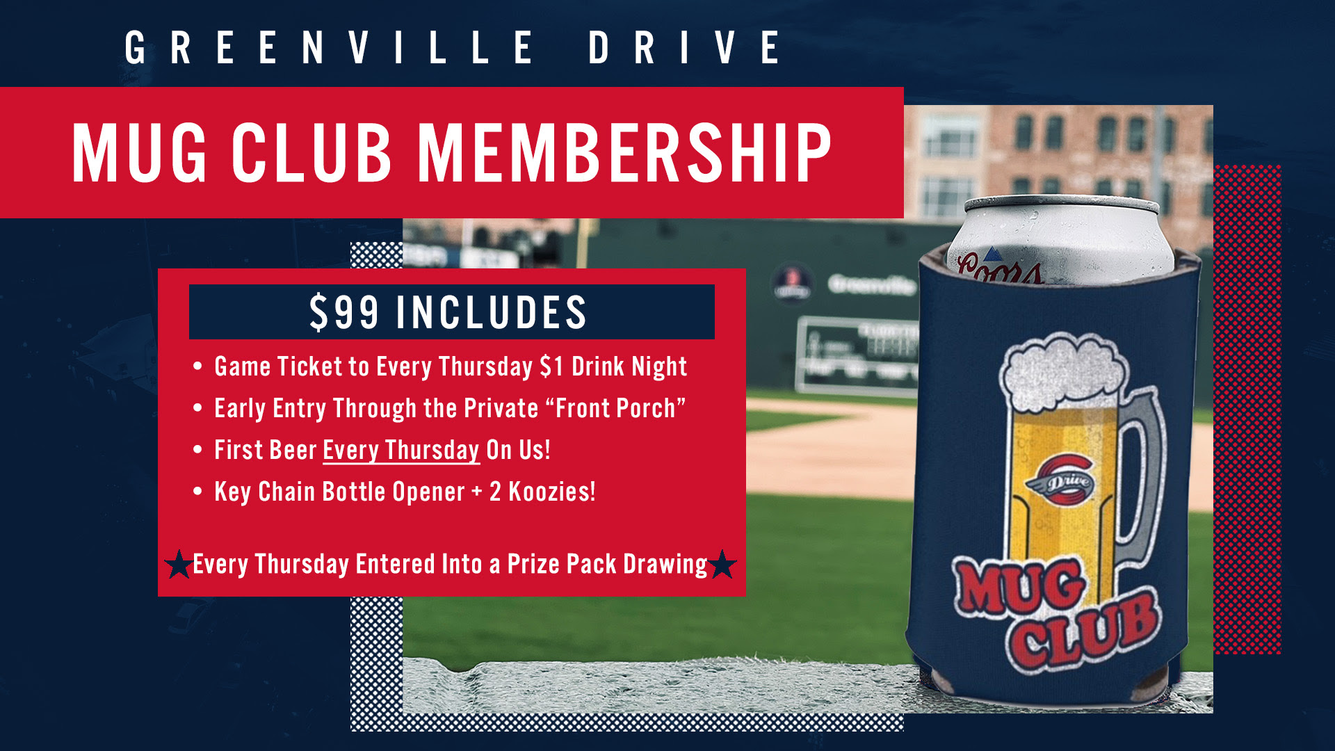 Join the Greenville Drive's "Mug Club" for the 2022 Season at Fluor