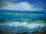 Small Seascape, Daily Painting, Small Oil Painting, "Offshore Storm" by Carol Schiff, 9x12" Oil - Posted on Friday, December 26, 2014 by Carol Schiff