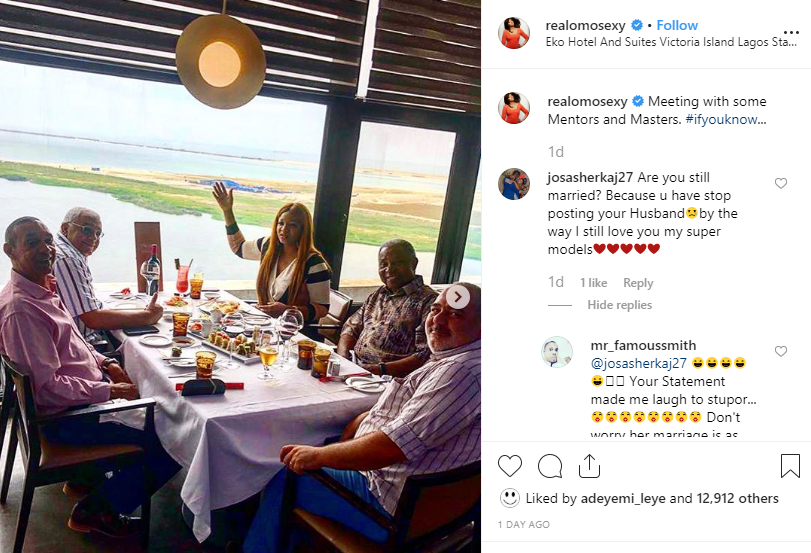 Omotola Jalade-Ekeinde reacts as follower questions her marital status