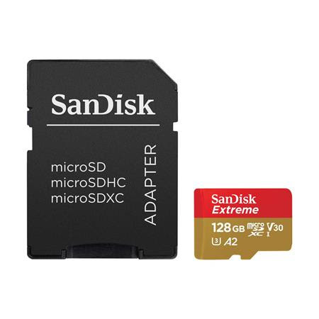 SanDisk 128GB Extreme UHS-I Class 10 V30 U3 microSDXC Memory Card with SD Adapter