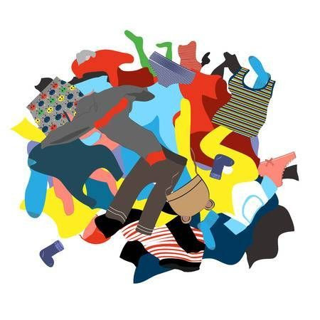 Pile Of Clothes Illustration - Illustration Featuring a Messy Pile of Dirty Laundry  Kids clothing... #PileOf #ClothesIllustration