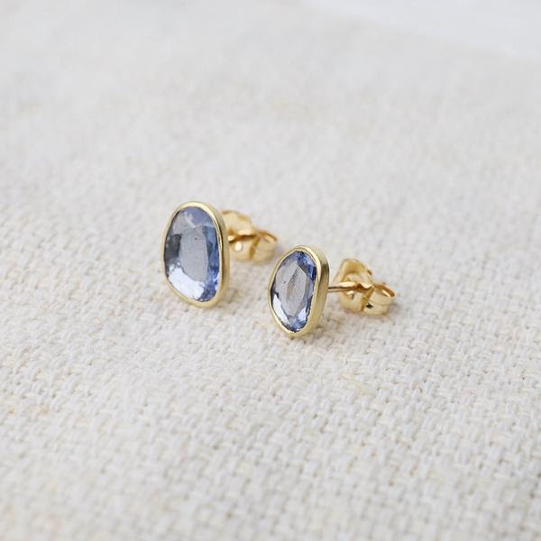 Freeform Pale Blue Sapphire Post Earrings