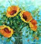 Blue Fire Sunflowers and Forgetting to Pack a Change of Clothes - Flower Painting Classes and Worksh - Posted on Friday, March 6, 2015 by Nancy Medina
