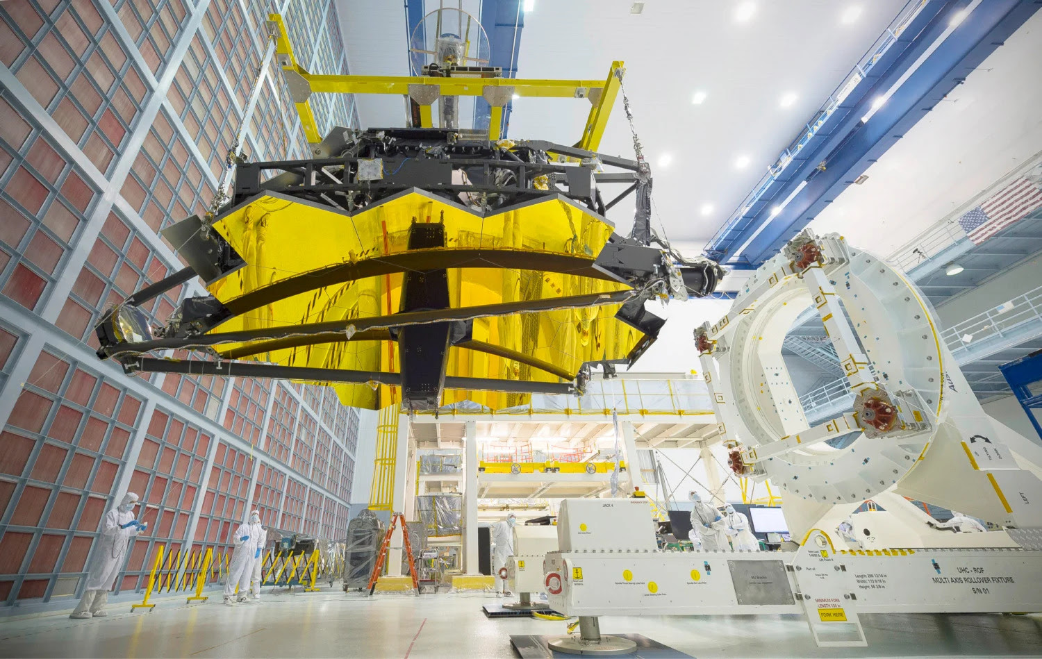 The James Webb Space Telescope in a NASA clean room.