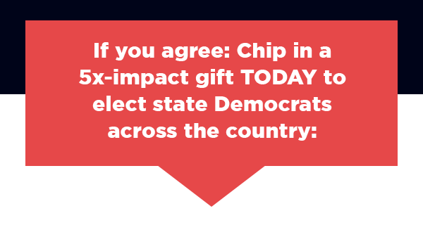 If you agree: Chip in a 5x-impact gift TODAY to elect state Democrats across the country: