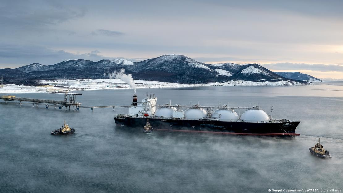 Produção de gás natural liquefeito na região de Sakhalin, na Rússia