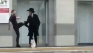 Germany: German Jew kicked by random stranger as the man taking video laughs