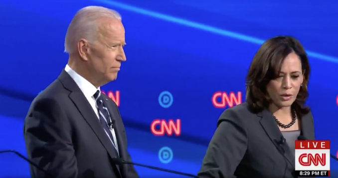Joe Biden and Kamala Harris at CNN's Democratic debate