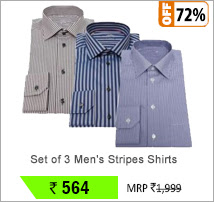 Set of 3 Men's Stripes/Plain Shirts (Assorted Sets)