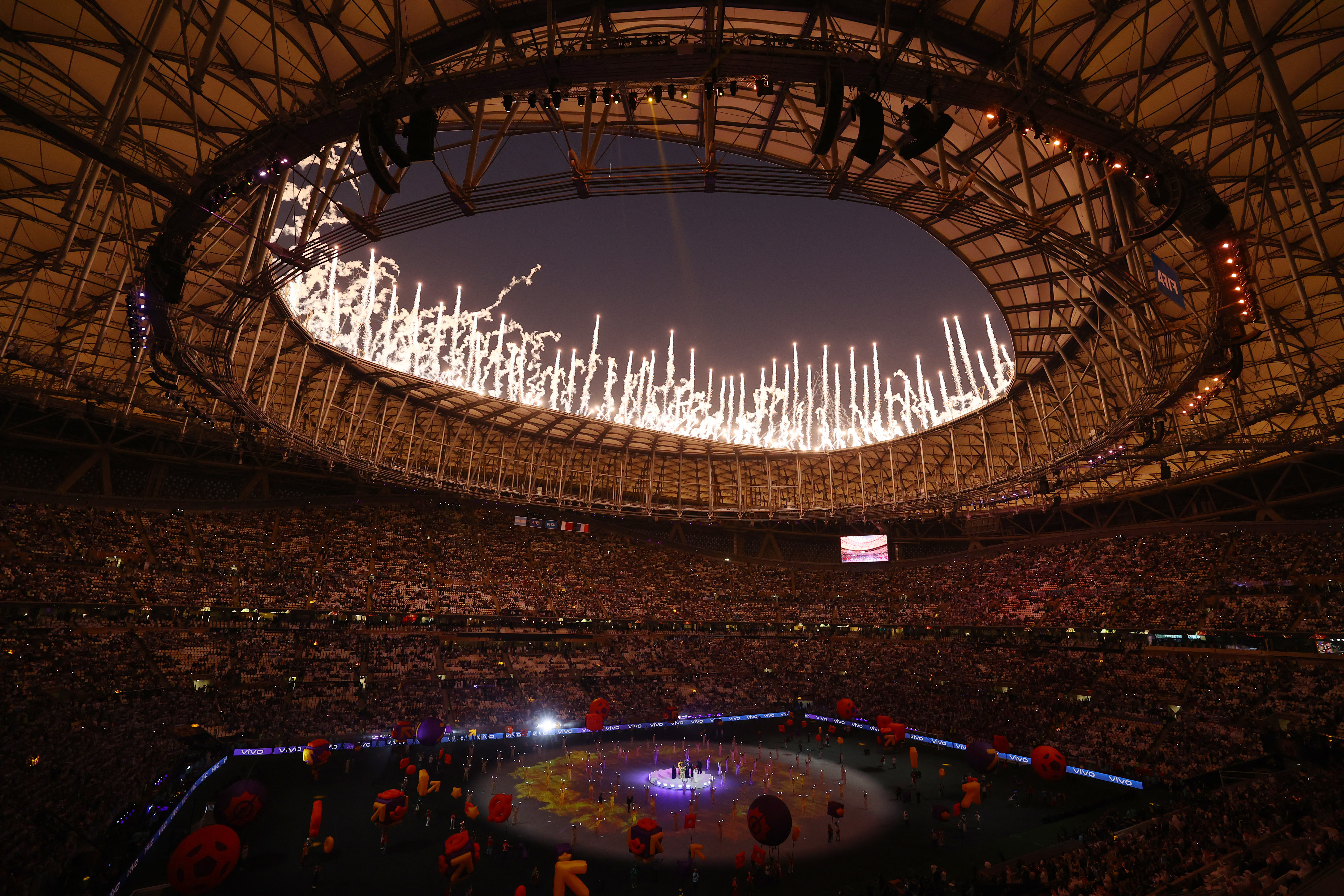 Soccer Football - FIFA World Cup Qatar 2022 - Final - Argentina v France - Lusail Stadium, Lusail, Qatar - December 18, 2022 General view during the closing ceremony before the match REUTERS/Molly Darlington