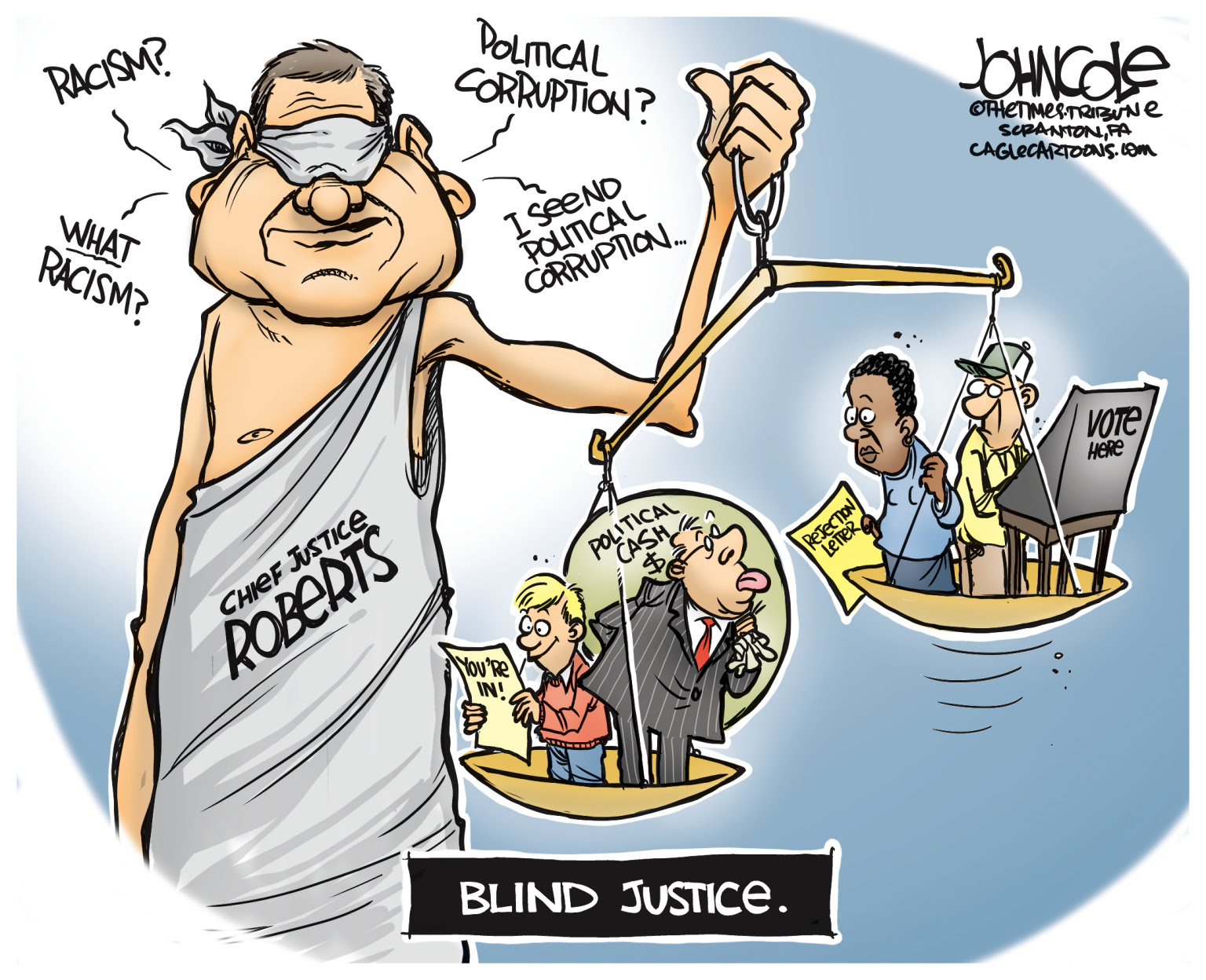 Roberts Supreme Court favors the rich at the expense of women and colored Americans.