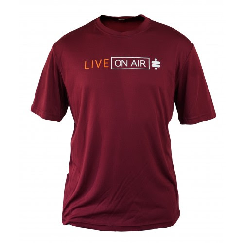 Live On Air - Sport Tech T-Shirt - Dark Red