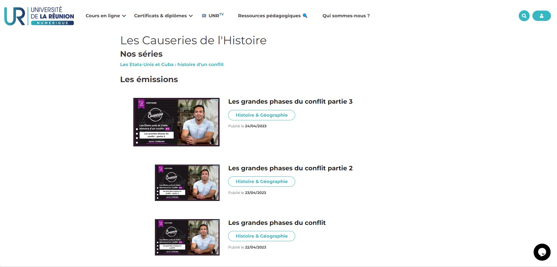 Les causeries de l'histoire de l'UNR TV