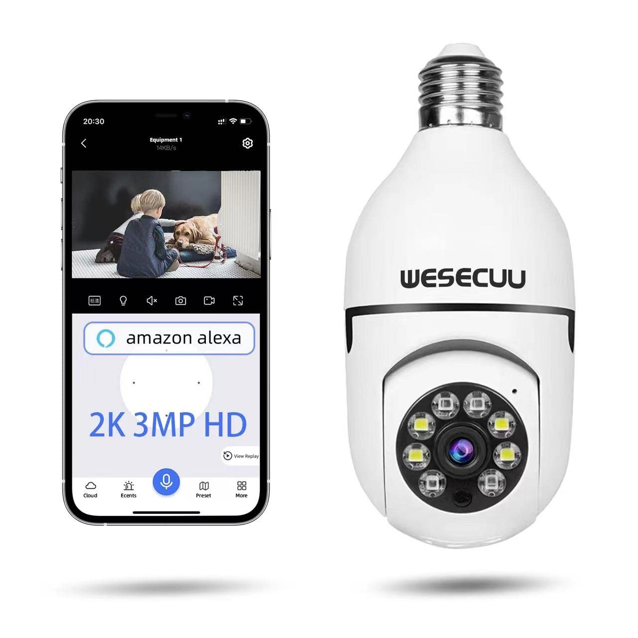 WESECUU Bulb Security Camera