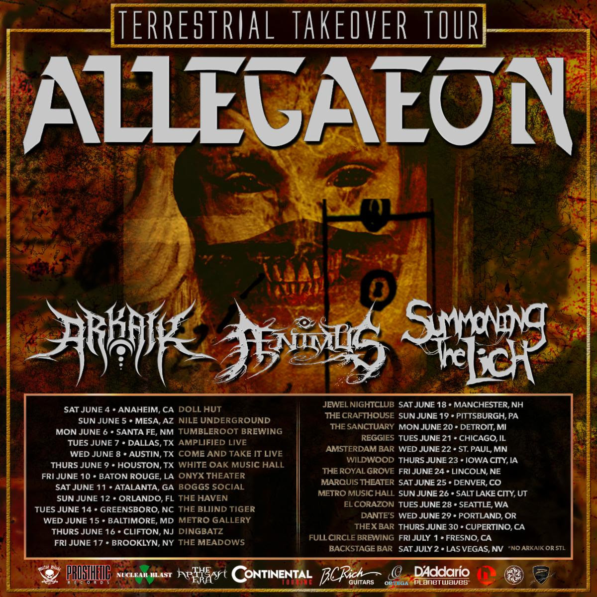 Allegaeon To Kick Off Terrestrial Takeover Us Headlining Tour With