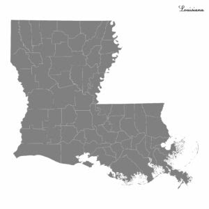 High Quality map of Louisiana is a state of United States with borders of the counties