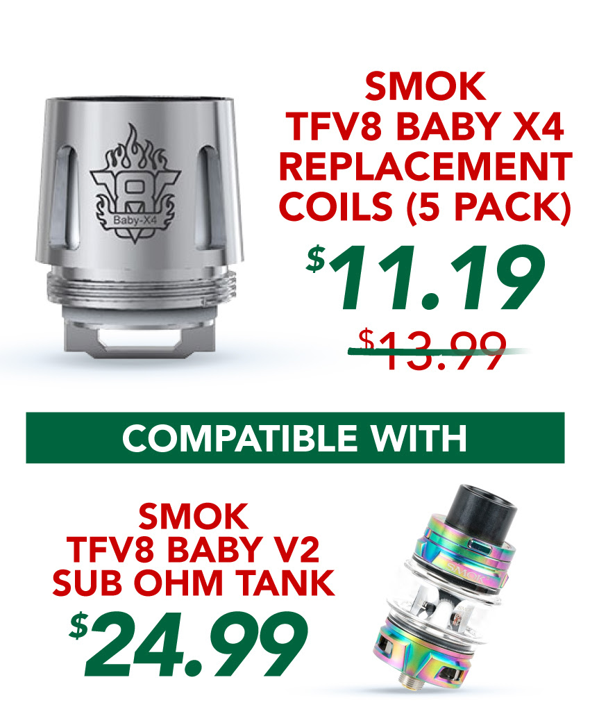 Smok TFV8 Baby X4 Replacement Coils (5 Pack), $11.19
