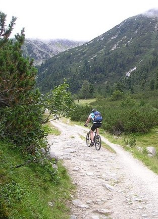 mountain biking uphill