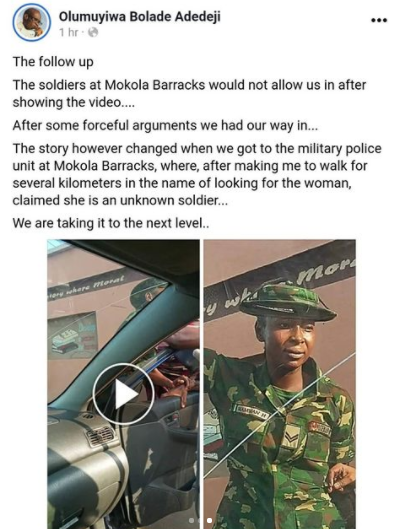 Physically-challenged Nigerian man accuses female soldier of assaulting him in Ibadan (photos/Video)