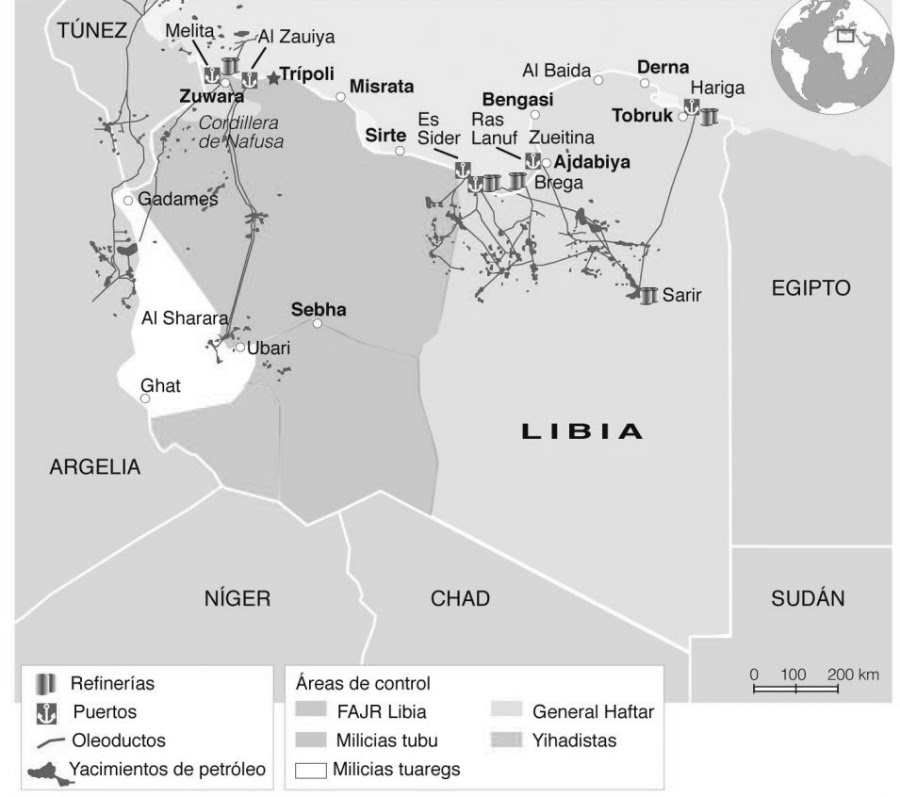 Libia mapa de la guerra la-tinta