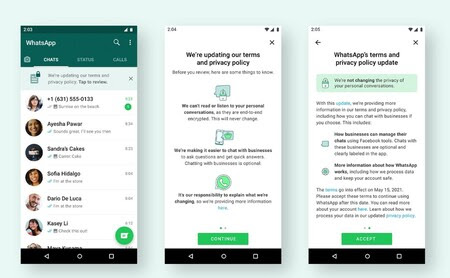 WhatsApp se retracta: la nueva política de privacidad llega el día 15, pero ahora no aceptarla no afectará a nuestra cuenta