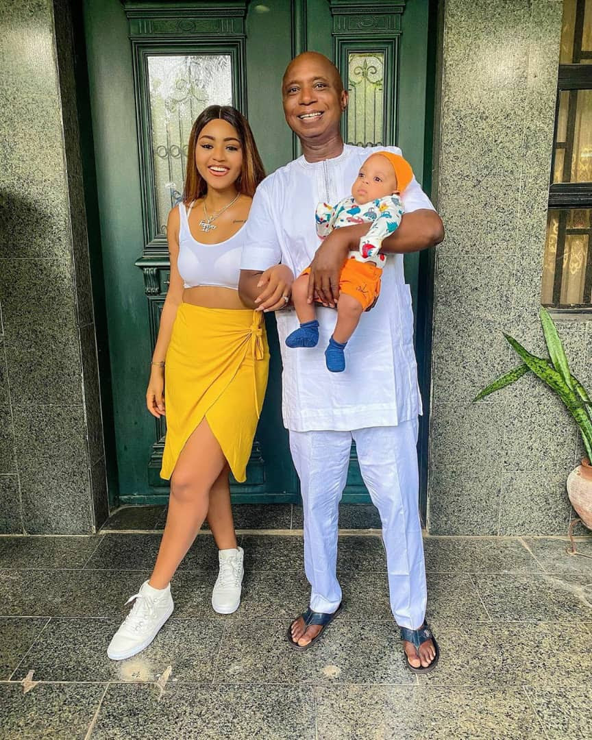 Lovely photos of actress Regina Daniels with her hubby and their son, Munir